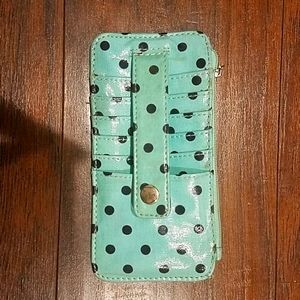 Polka Dot Wallet Purse Turquoise Teal Navy Blue